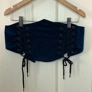Royal Blue Quilted Waist Cincher Corset